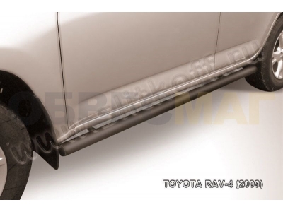 Пороги труба 57 мм чёрная Slitkoff для Toyota RAV4 2009-2010