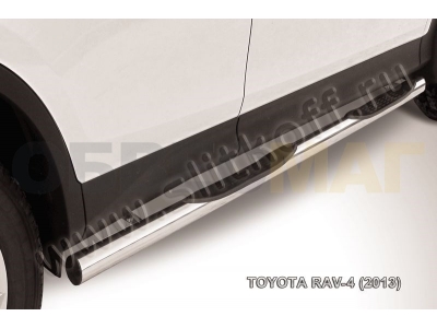 Пороги труба с накладками 76 мм серебристая для Toyota RAV4 № TR413-007S