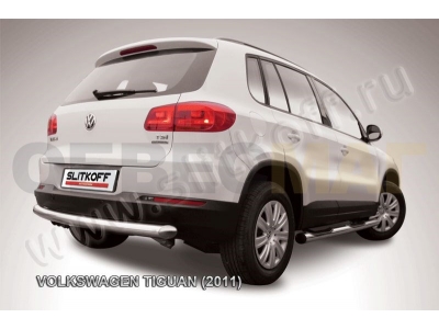 Защита заднего бампера 76 мм радиусная Slitkoff для Volkswagen Tiguan 2011-2016