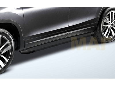 Пороги алюминиевые Slitkoff Optima Black для Honda Pilot 2016-2021