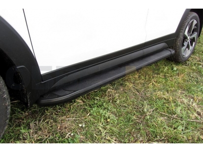 Пороги алюминиевые Slitkoff Optima Black для Hyundai Tucson 4WD № AL-HT4WD15001