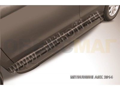 Пороги алюминиевые Slitkoff Optima Black для Mitsubishi ASX № AL-MAS1401