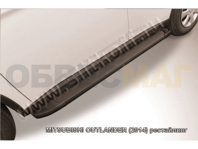 Пороги алюминиевые Slitkoff Optima Black для Mitsubishi Outlander № AL-MOUT1301
