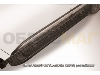 Пороги алюминиевые Slitkoff Optima Black для Mitsubishi Outlander № AL-MOUT1501