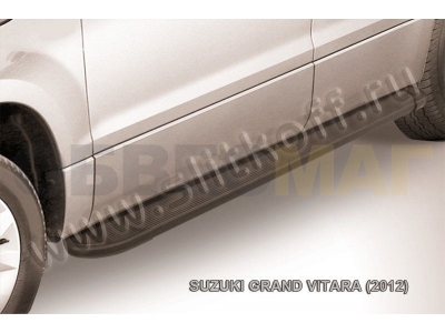 Пороги алюминиевые Slitkoff Optima Black для Suzuki Grand Vitara № AL-SGV12001