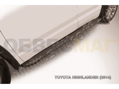 Пороги алюминиевые Slitkoff Optima Black для Toyota Highlander № AL-THI14001