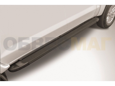 Пороги алюминиевые Slitkoff Optima Black для Toyota Hilux № AL-THL15001