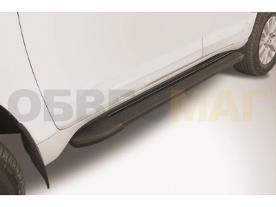 Пороги алюминиевые Slitkoff Optima Black для Toyota Land Cruiser Prado 150 2017-2021