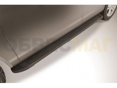 Пороги алюминиевые Slitkoff Optima Black для Volkswagen Touareg № AL-VWTR-001