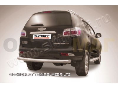 Защита заднего бампера 76 мм серебристая Slitkoff для Chevrolet TrailBlazer 2013-2018