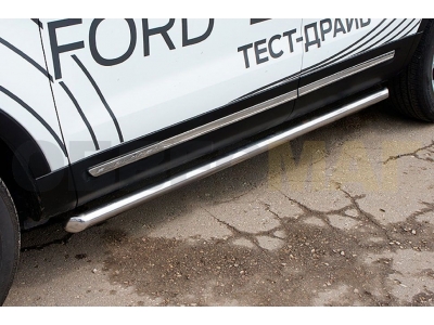 Пороги труба 76 мм серебристая для Ford Explorer № FEX15006S