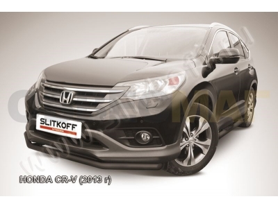 Защита переднего бампера 57 мм чёрная Slitkoff для Honda CR-V 2012-2015