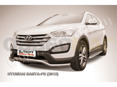Защита переднего бампера 57 мм волна Slitkoff для Hyundai Santa Fe 2012-2018