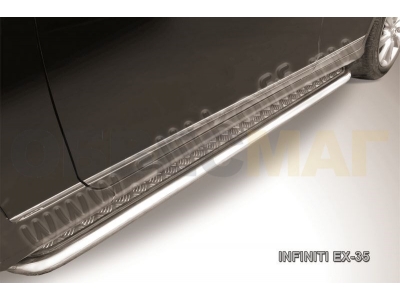 Пороги с площадкой алюминиевый лист 57 мм Slitkoff для Infiniti EX35/37 2007-2014