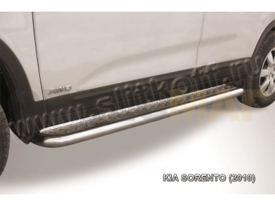 Пороги с площадкой алюминиевый лист 57 мм для Kia Sorento № KS10-008