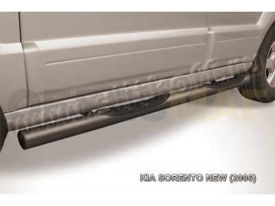 Пороги труба с накладками 76 мм чёрная для Kia Sorento № KSR008B