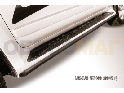 Защита штатных порогов 42 мм чёрная Slitkoff для Lexus GX460 2014-2019