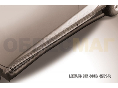 Пороги труба 57 мм с гибами чёрная для Lexus NX-300h № LNX007B