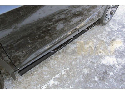 Пороги труба с накладками 76 мм чёрная для Lexus RX-350 № LRX15-004B