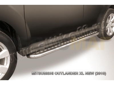 Пороги с площадкой алюминиевый лист 42 мм для Mitsubishi Outlander № MXL010