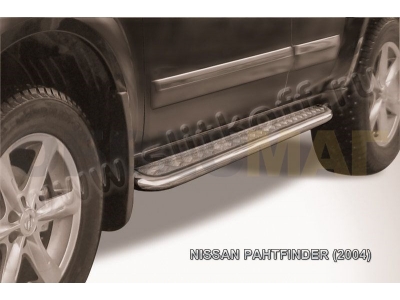 Пороги с площадкой алюминиевый лист 57 мм для Nissan Pathfinder № NIP009