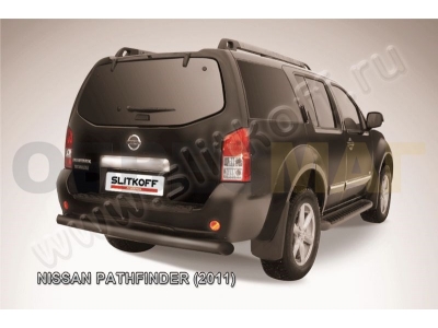 Защита заднего бампера 76 мм чёрная Slitkoff для Nissan Pathfinder 2010-2014