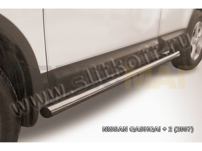 Пороги труба 76 мм серебристая для Nissan Qashqai +2 № NIQ2010S