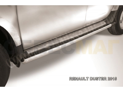 Пороги труба 57 мм серебристая для Renault Duster № RD15006S
