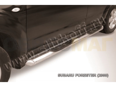 Пороги труба с накладками 76 мм для Subaru Forester № SF014