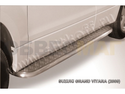 Пороги с площадкой алюминиевый лист 42 мм для Suzuki Grand Vitara № SGV08012