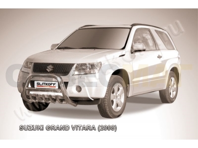 Кенгурятник 76 мм низкий с защитой картера Slitkoff для Suzuki Grand Vitara 3 двери 2008-2011