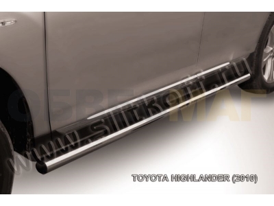 Пороги труба 57 мм серебристая для Toyota Highlander № THI010S