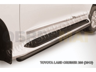 Защита штатных порогов 57 мм чёрная Slitkoff для Toyota Land Cruiser 200 2013-2015