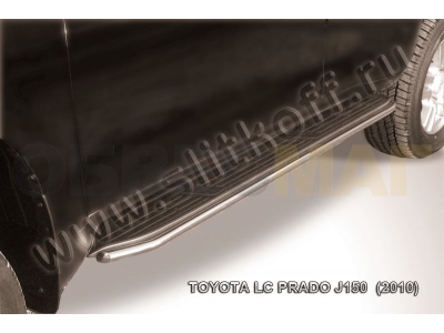 Защита штатных порогов 42 мм Slitkoff для Toyota Land Cruiser Prado 150 2009-2013