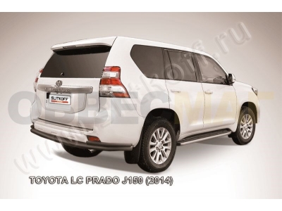 Защита заднего бампера двойная 76-42 мм чёрная Slitkoff для Toyota Land Cruiser Prado 150 2013-2017