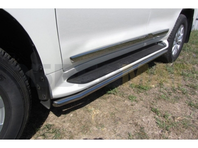 Защита штатных порогов 42 мм серебристая для Toyota Land Cruiser Prado 150 № TOP17-007S
