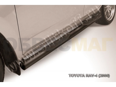 Пороги труба с накладками 76 мм чёрная для Toyota RAV4 № TR4007B
