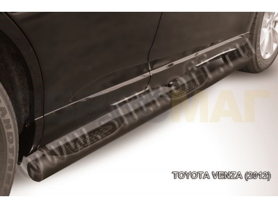 Пороги труба с накладками 76 мм чёрная для Toyota Venza № TVEN006B