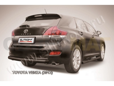 Защита заднего бампера 76 мм радиусная чёрная Slitkoff для Toyota Venza 2012-2017