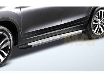 Пороги алюминиевые Slitkoff Optima Silver для Honda Pilot 2016-2021