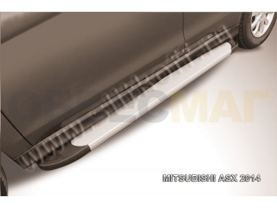 Пороги алюминиевые Slitkoff Optima Silver для Mitsubishi ASX № AL-MAS1402