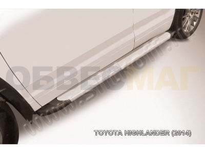 Пороги алюминиевые Slitkoff Optima Silver для Toyota Highlander № AL-THI14002