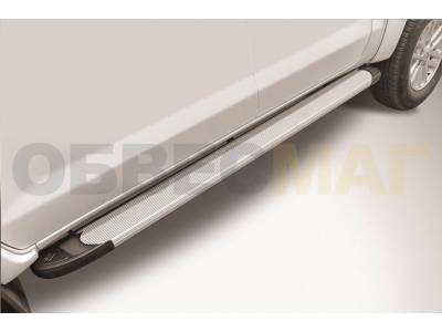 Пороги алюминиевые Slitkoff Optima Silver для Toyota Hilux № AL-THL15002