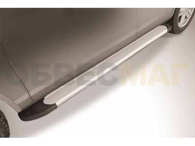 Пороги алюминиевые Slitkoff Optima Silver для Volkswagen Touareg № AL-VWTR-002