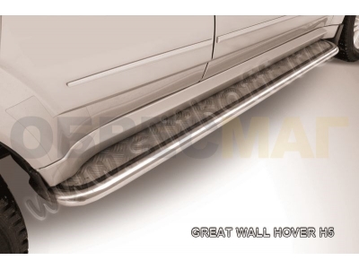 Пороги с площадкой алюминиевый лист 42 мм усиленные для Great Wall Hover H5 № GWHN-H5-005