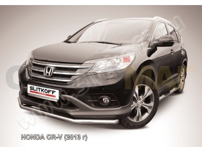 Защита переднего бампера 57 мм серебристая Slitkoff для Honda CR-V 2012-2015
