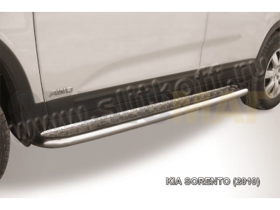 Пороги с площадкой алюминиевый лист 42 мм для Kia Sorento № KS10-009