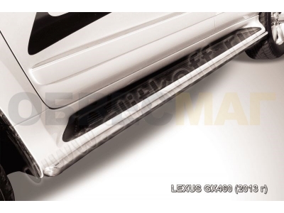 Защита штатных порогов 42 мм серебристая для Lexus GX460 № LGX13-007S