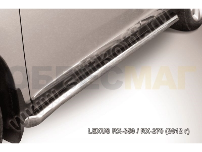 Пороги труба 76 мм с гибами серебристая Slitkoff для Lexus RX-270/350/450 2012-2015