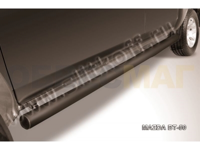 Пороги труба 76 мм чёрная для Mazda BT-50 № MZB012B